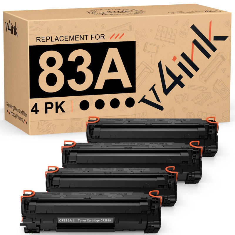 v4ink Compatible CF283A Toner Cartridge Replacement for HP 83A CF283A for use in MFP M127fw M127fn M125nw M201dw M201n M225dn M225dw M125a Series Printer (Black, 4 Pack) - Image 1